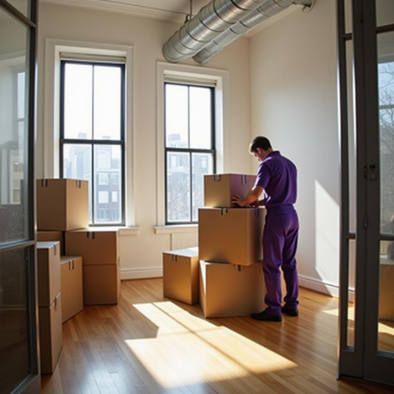 Staged apartment in New York City being organized after a move